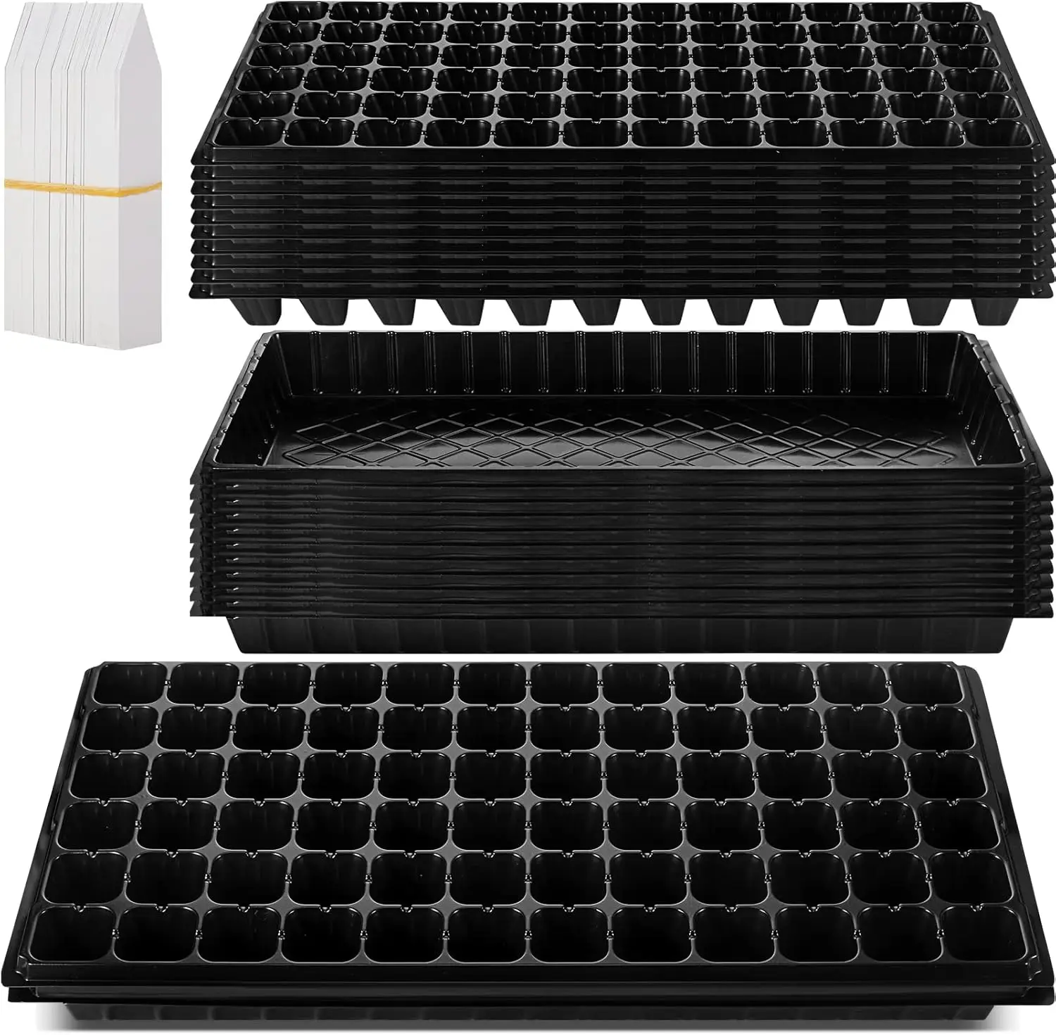 

20 Pcs Seed Starter Trays Tray Kits with Dome 72 Cells Plug Trays and 1020 Tray No Holes with 100 Pcs Tags Seed Starter