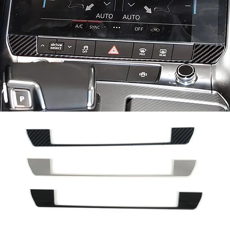 For Audi A6 C8 2019-2022 Car Console Button Panel Frame Trim Strip Stainless Steel Carbon Color Sticker Interior Accessories