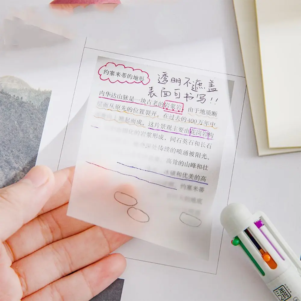 50 sheets per book Waterproof Pocketbook Memo Pads Transparent Scrapes Stickers Sticky Simple Note Paper Sticky Notes