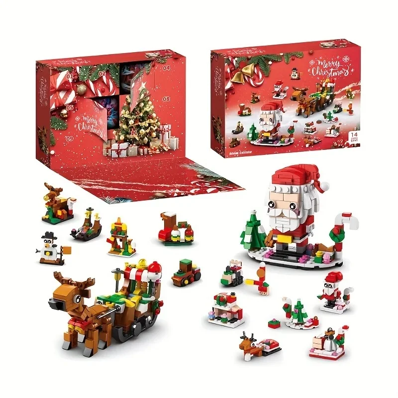 24Years Weihnachten Baustein Spielzeug Blind Box Set Weihnachten Adventskalender Ziegel DIY Lernspielzeug Kit Geschenk für Kinder Erwachsene