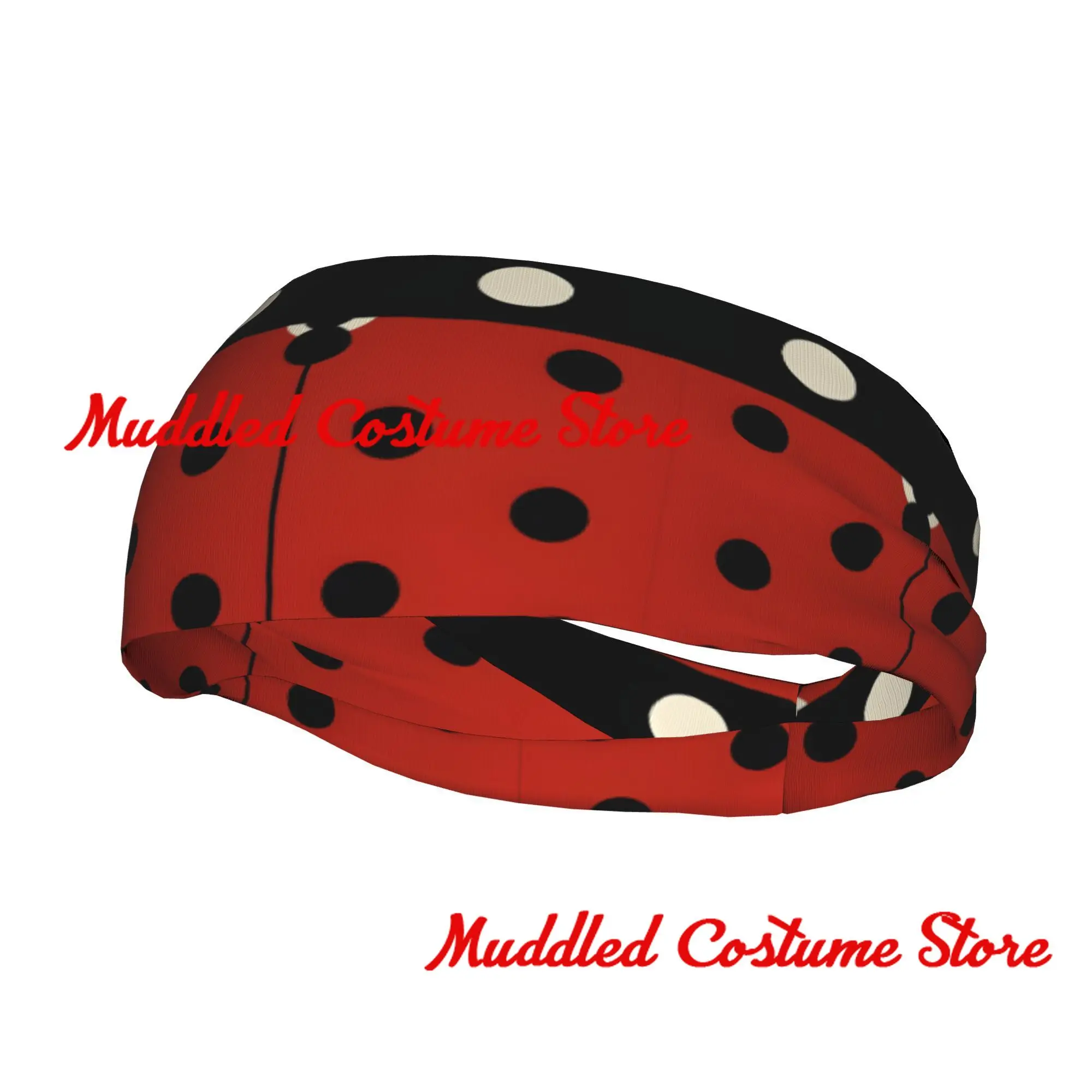 

Спортивная повязка на голову с изображением божьей коровки и жука, белый горошек, эластичная повязка на голову для йоги и фитнеса, эластичная повязка на голову