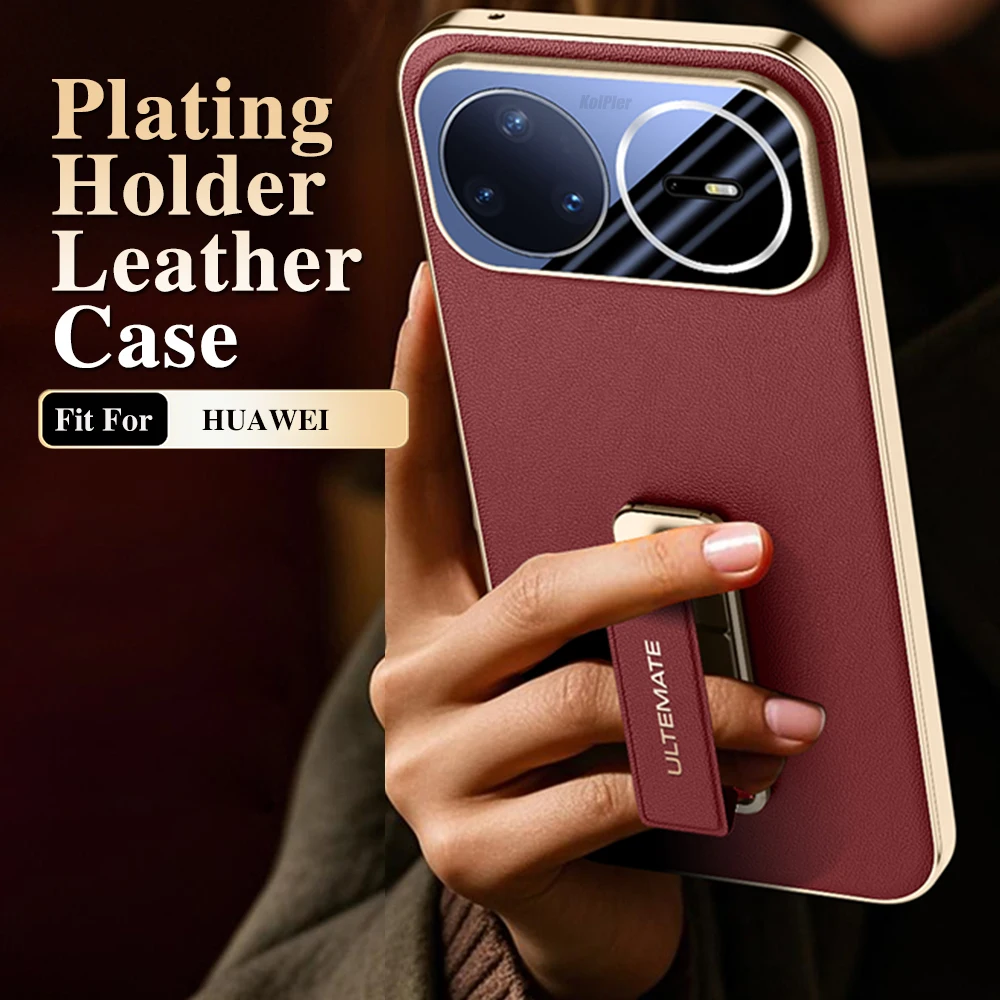 Luxury Plating Leather Back Case For HUAWEI NOVA 15 PRO NOVA15 Alloy Wristband Holder Camera Protection Original Cellphone Capa