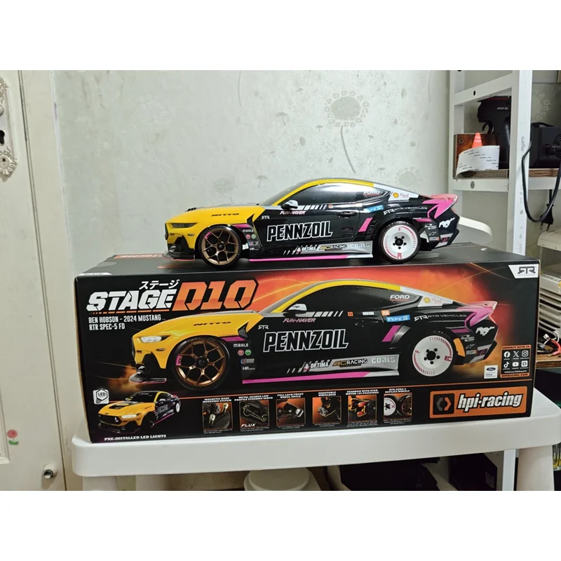 HPI Racing Stage D10 1/10 Ford Mustang RC Drift Car Electric Remote Control RWD Racing Hobby Vehicle For Drift Enthusiasts