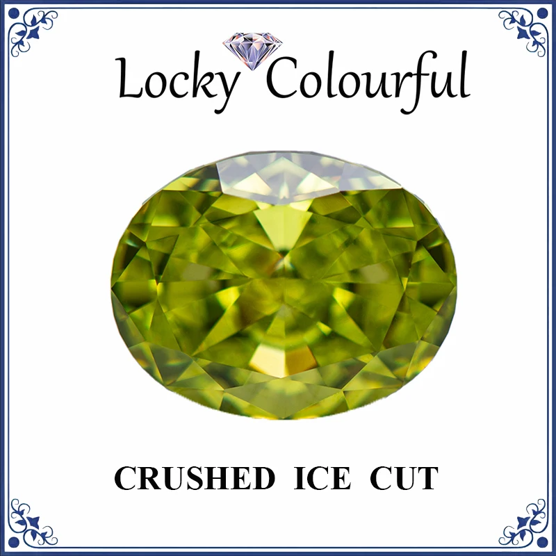 

Cubic Zirconia Crushed Ice Cut Oval Shape Apple Green Color Charms Bead for Diy Jewelry Making Bracelet Materials No Certificate