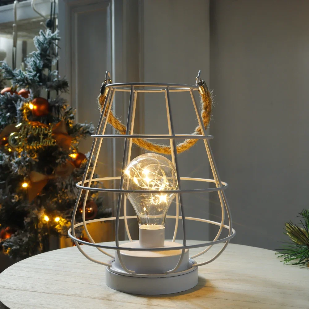 

Decorative Cage Bulb Lamp Battery Powered Lights Cordless Accent Light with Edsion Style Bulb for Weddings Parties Home Decor