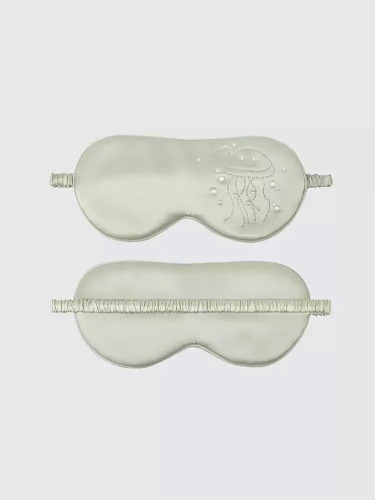 Aisha 100% 6A Moerbeizijde Kinderslaapmasker voor kinderen Tieners Oogmasker Schaduwgevende zachte ademende blinddoek met strassborduurwerk