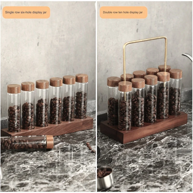 Glass Test Tube Display Stand Barista Tools Single Tube Storage Coffee Bean Dispensing Bottle Coffee Sealed Jar Beans