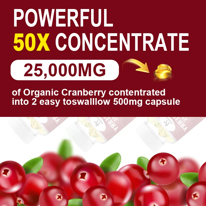 L'estratto di mirtillo rosso supporta la salute del sistema urinario, la salute della vescica potente antiossidante ricca di vitamina C capsula di mirtillo rosso quotidiano