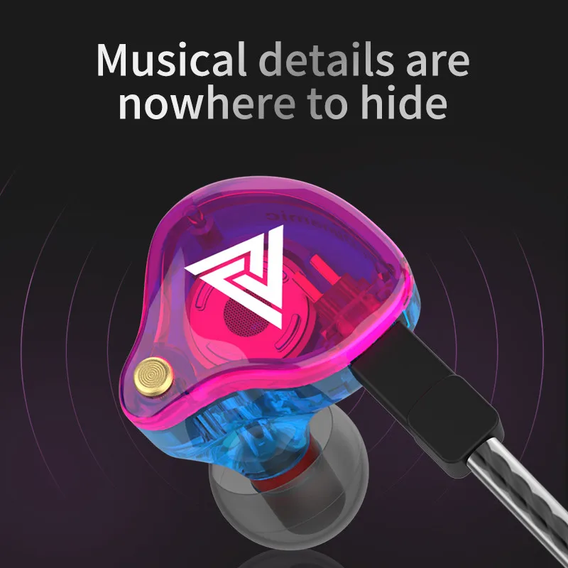 오리지널 QKZ VK4 HiFi 베이스 이어폰, 분리형 유선 헤드폰, 마이크 포함, 소음 감소 헤드셋, 다이나믹 음악 모니터 이어버드