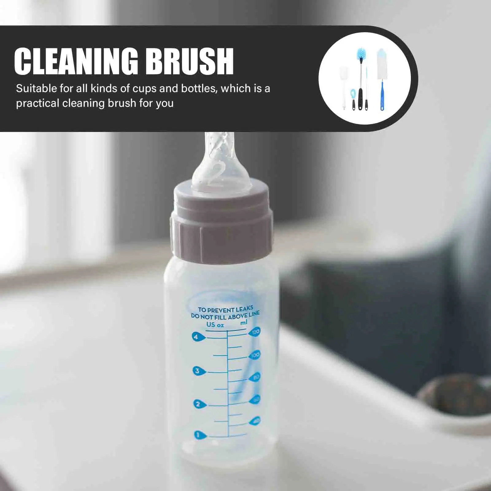 

Набор из 4 многофункциональных портативных щеток для мытья бутылочек с подвесным креплением, удобный для хранения, инструмент для чистки стаканов и стеклянной посуды