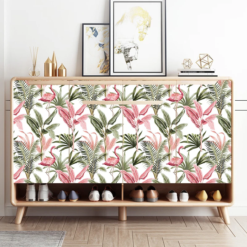 Leaves And Flamingo Vinyl Self Adhesive Wallpapers Home Decor Stickers Living Room Bedroom Study Furniture Makeover Wall Sticker