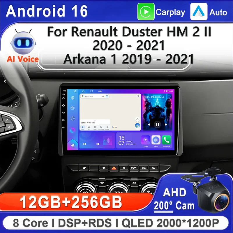 

Android 16 2K Incell Screen Multimedia For Renault Duster HM 2 II 2020 - 2021 Arkana 1 2019 - 2021 Touch Screen GPS Navigation