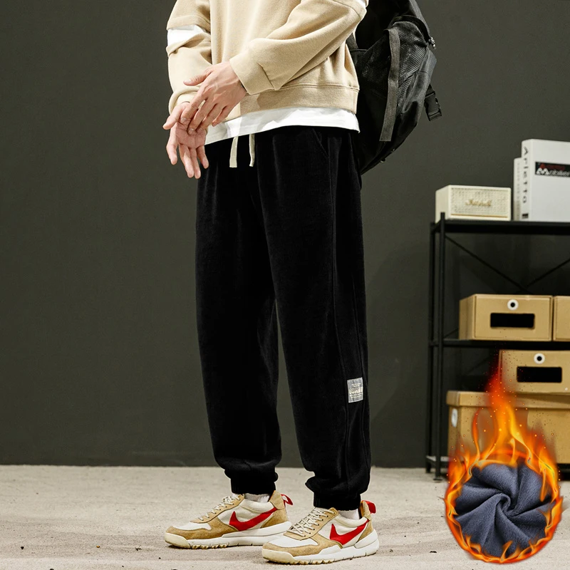 CAAYU 2022 Men Autumn Winter Corduroy Sweatpants Men Baggy Joggers Harajuku Fashion Japanese Streetwear Loose Casual Pants Mens