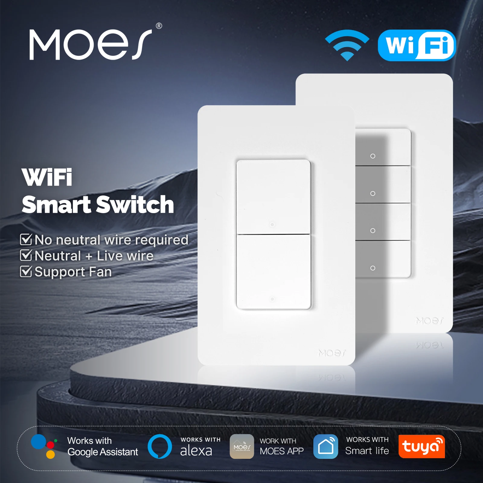Smart Home Lighting Control - MOES WiFi Akıllı Işık Anahtarı, Nötr