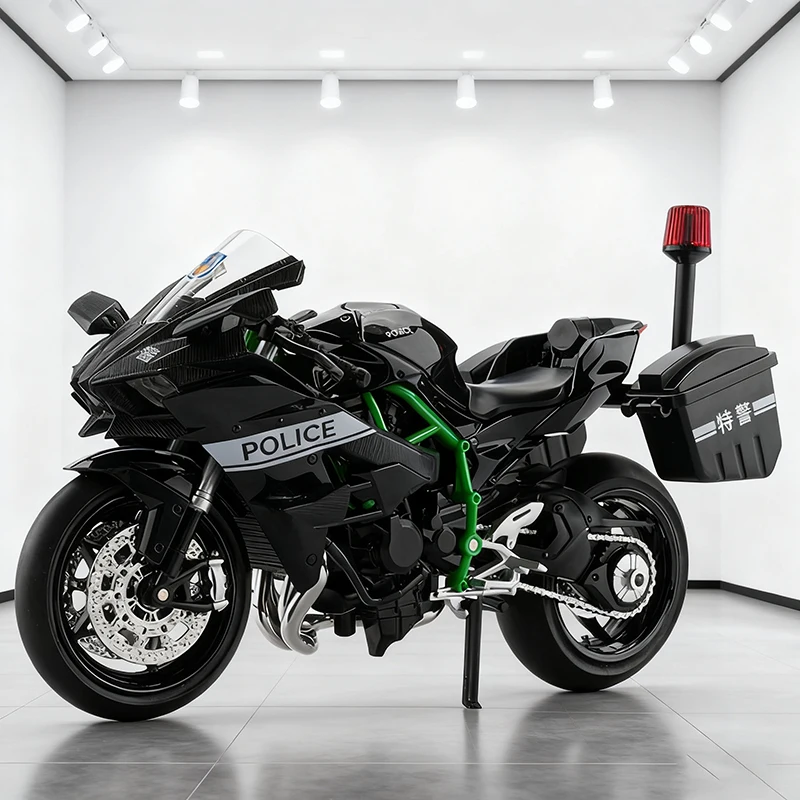 

1:12 H2R ниндзя полицейский сплав литая модель мотоцикла коллекция транспортных средств звук и свет внедорожный автоцикл игрушечный автомобиль