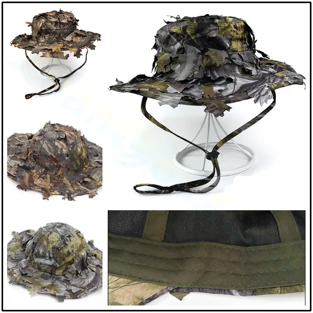 3D Leaf Camouflage Jungle Hat Fishing Hat Army Wide Edge Outdoor Hiking Camping Hat