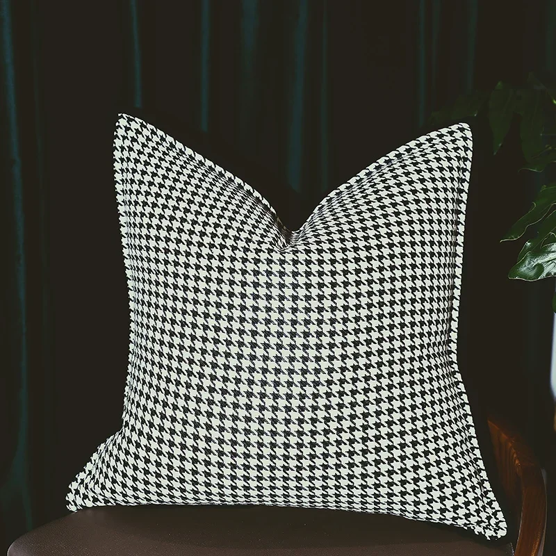 Cushion Cover Decorative Pillow Case Luxury Modern Simple White Black Houndstooth Art Coussin Bedding Sofa Cushion Cove