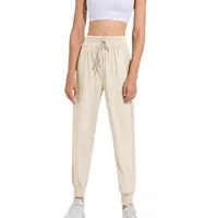 Lemon Women Naked-feel Fabric Loose Fit Sport Active Back waist Lounge Jogger Fitness Leggings with Two Side Pockets