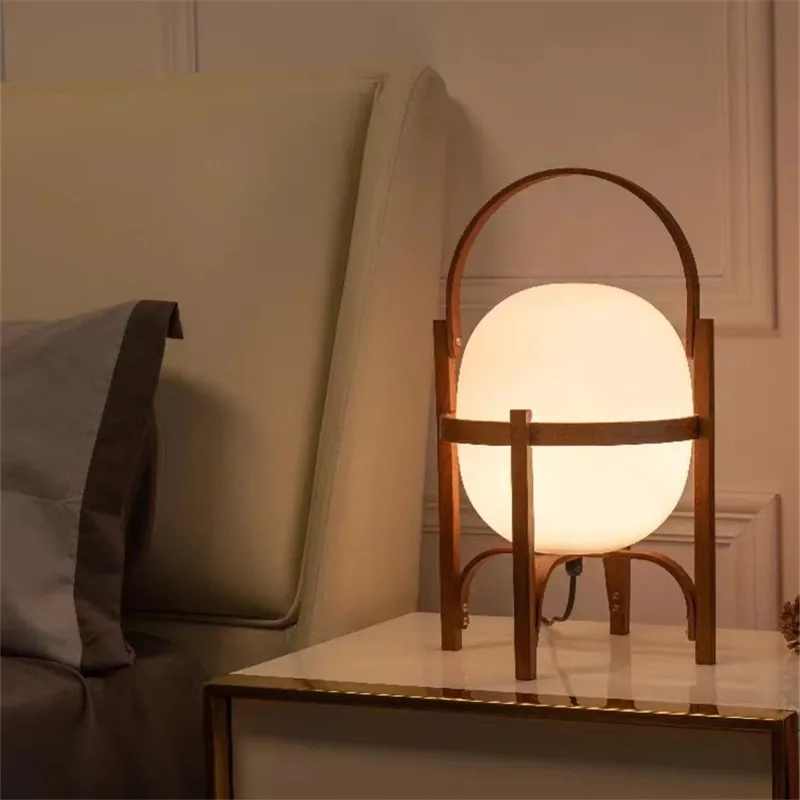 Cestita-lámpara de mesa minimalista, pantalla de cristal para mesita de noche, sala de estar, lectura, decoración de habitación japonesa