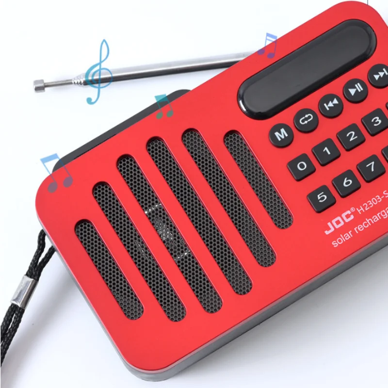 충전식 휴대용 FM 라디오 미니 태양광 블루투스 무선 스피커 USB TF 카드 지원 MP3 음악 플레이어 FM 라디오 수신기 포함