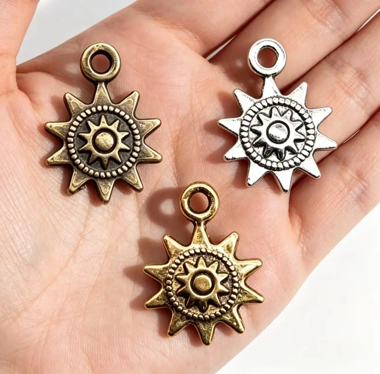 20Pcs Sun Charms Pendants Tibetan Gold Bronze Silver Color Jewelry Making Supplies DIY Necklace Bracelet Earrings Craft  Vintage