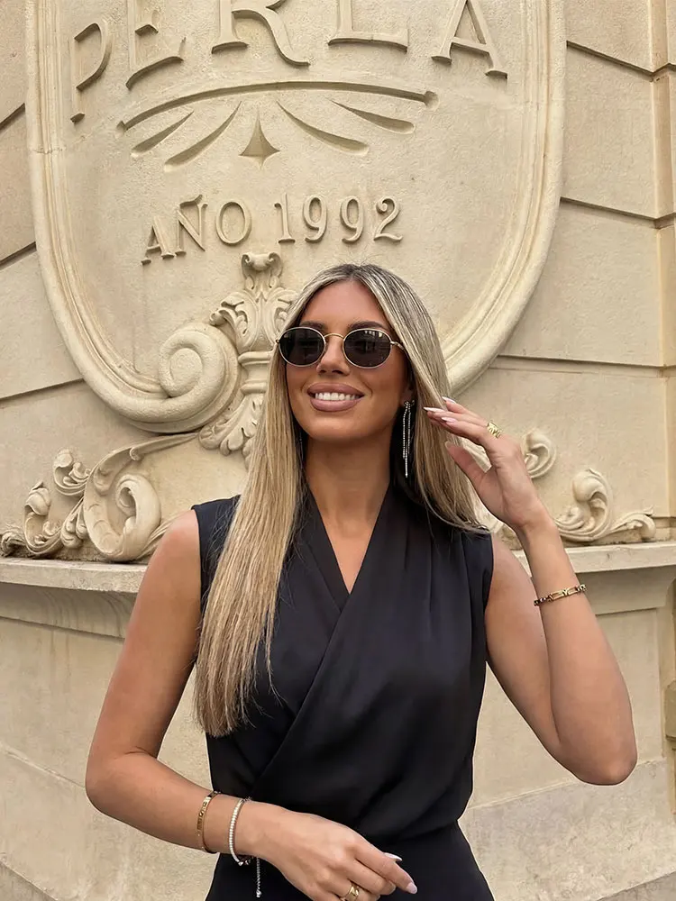 HH Women Elegant White Sleeveless Wrap Blouse V Neck Silky Satin Top Casual Office Work Shirt For Spring Summer Daily Wear