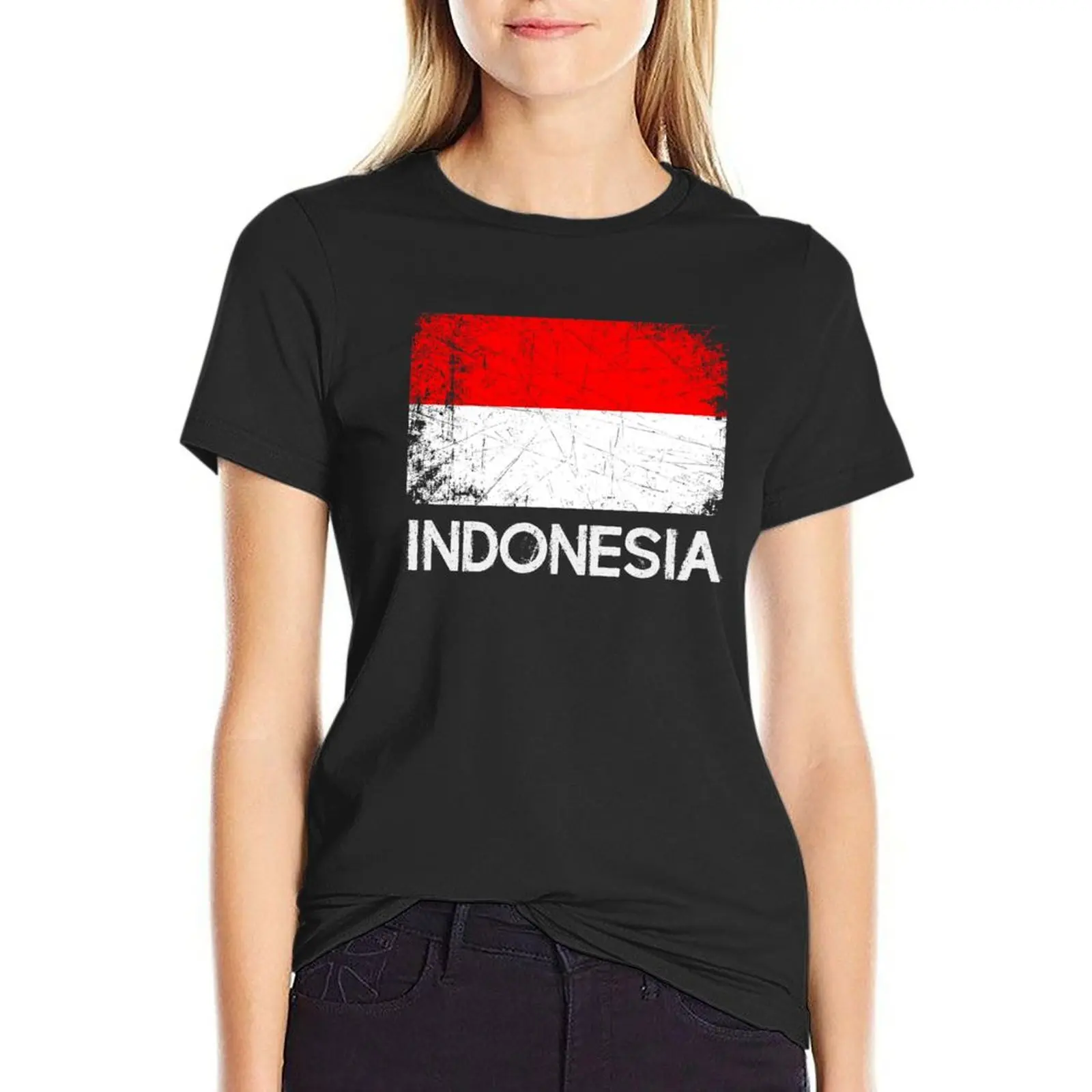 Indonesian Flag Design | Vintage Made In Indonesia Gift T-Shirt vintage sports fans oversized t shirts for Women