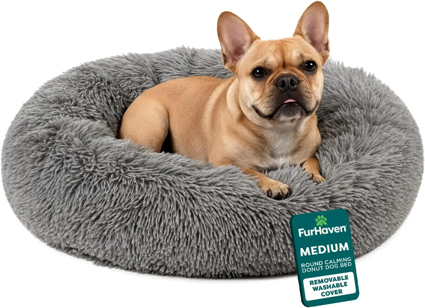 

30' Round Calming Donut Dog Bed for Medium/Small Dogs, Refillable w/ Removable Washable Cover, For Dogs Up to 45 lbs - Shaggy