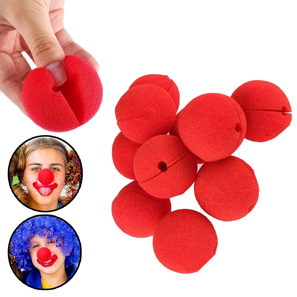 200-1Pcs Nez de Clown Rouge en Éponge, Nez de Clown de Cirque en Mousse Souple, Accessoires de Scène Amusants pour Fêtes d'Halloween et Événements
