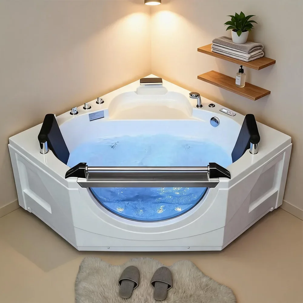 Diamond-shaped triangle tub double bath bath, glass transparent
