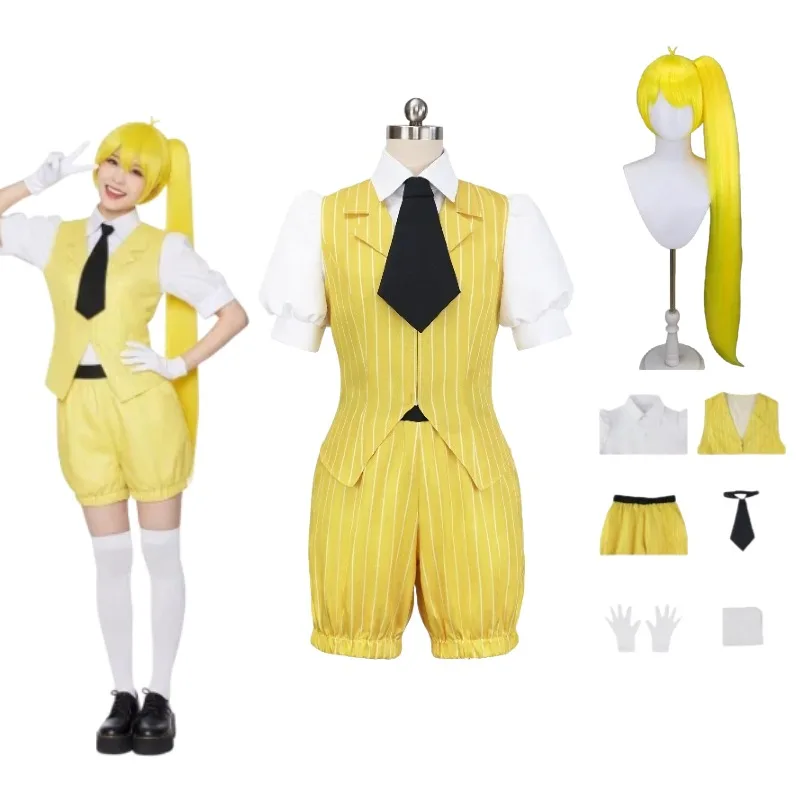 

Anime Character Akita Neru Cosplay Costume Women Girl High Quality Classic Yellow Uniform Long Wig Suit for Halloween Party Cos