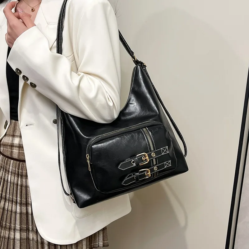 

2025 Spring New Casual Commuter Large Capacity Bag Women's Vintage Crossbody Bag Backpack Tote Bag