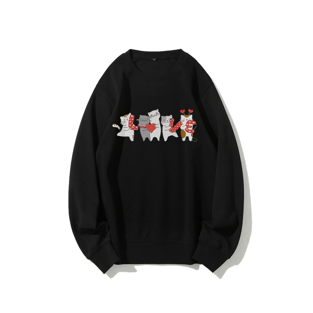 

Meow Printed Unisex Hoodie Lover's Day Couple Clothing Sweet Lover Sweatshirt Fashion High Quality Sportwear Fit all Seasons