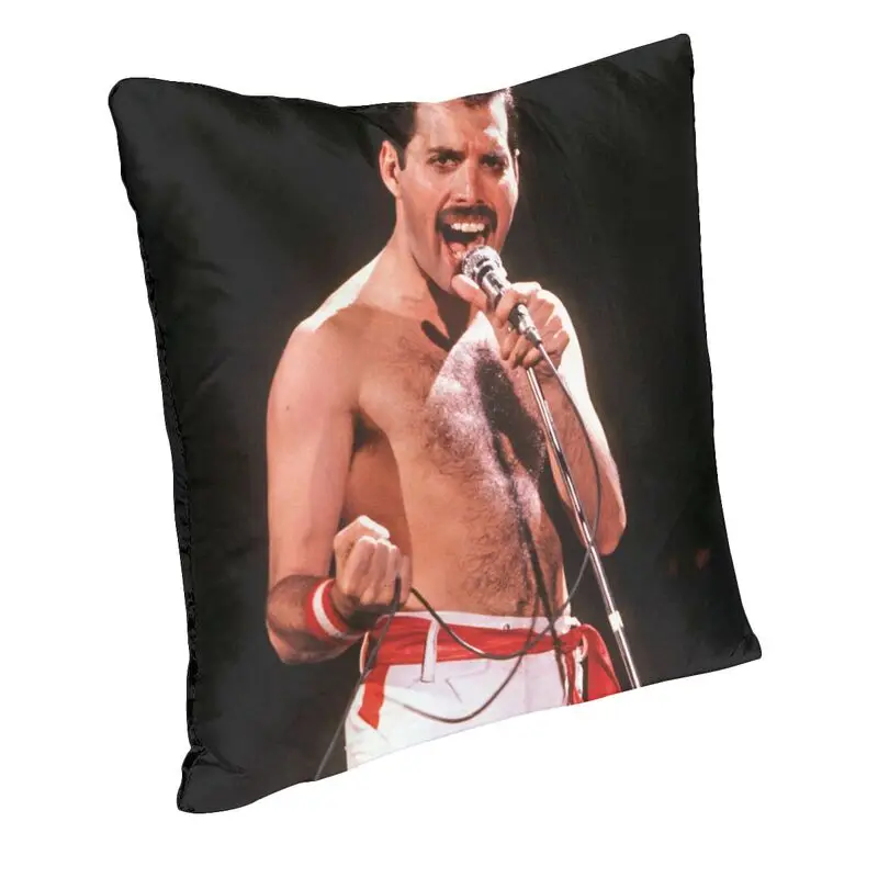 Queen Freddie Mercury Singing Cushion Cover 3D Print Rock Music Floor Pillow Case for Living Room Cool Pillowcase Home Decor