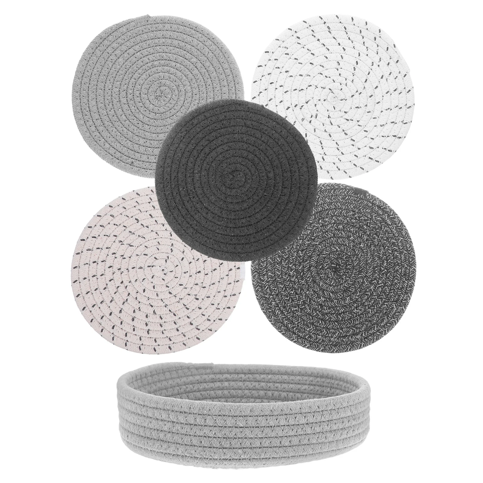 1 set Round Woven Placemat Set Heat-Resistant Braided Rustic Farmhouse Coaster For Coffee Cup Soup Basin Drink