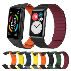 Magnetic Silicone Wristband For Huawei Honor Band 6 6 Pro Strap Replacement Watch Band Bracelet For Huawei Watch Fit Soft Straps