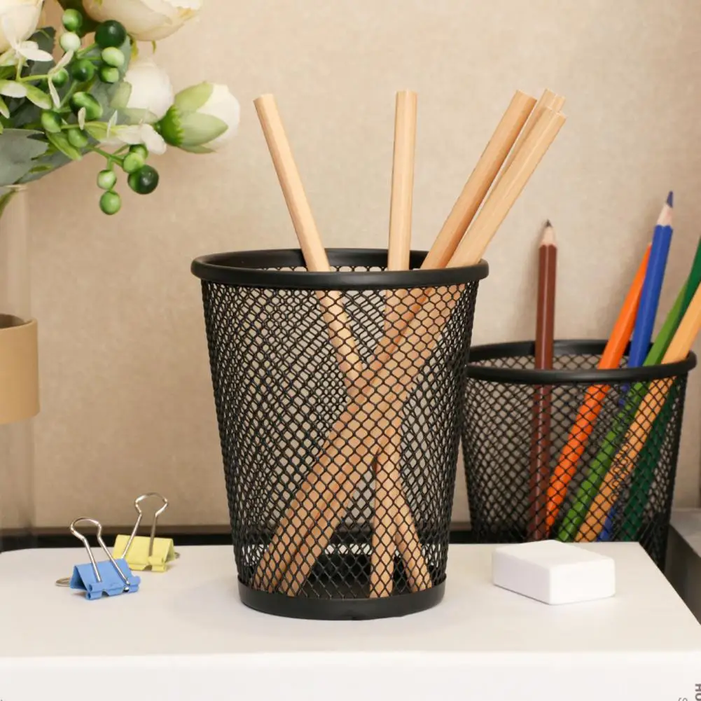 6Pcs Pen Holders Mesh Pencil Organizers Rustproof Corrosion Resistant Makeup Brush Holders Pencil Pen Containers Office Supplies