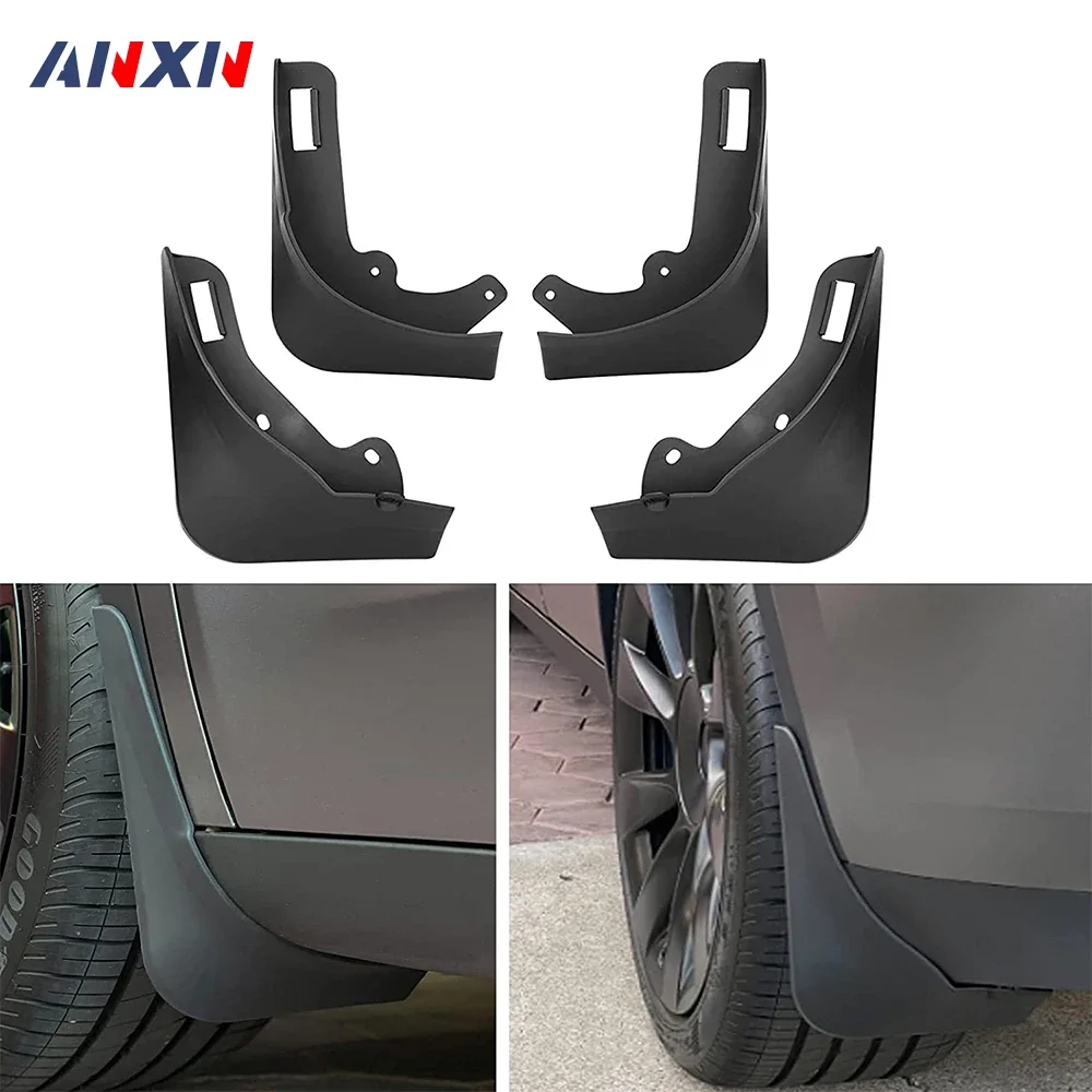 Matte Black Carbon Fiber Pattern Splash Guards Mud Flaps for 2020 - 2024 Tesla Model Y 3 Highland Mudflap No Need to Drill Holes