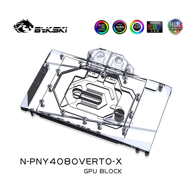 Bykski N-PNY4080VERTO-X Water Block Use for PNY GeForce RTX 4080 Super Founders Edition GPU Card/Copper Cooler/Prevent Corrosion