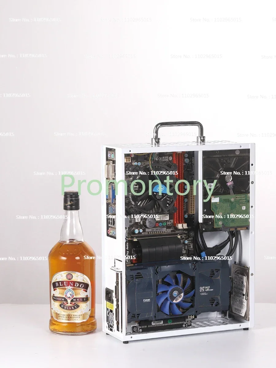 เคสคอมพิวเตอร์ขนาดเล็กแบบพกพา itxMATX สีขาว รุ่น P02 P03 P04 พร้อมหูหิ้ว รองรับพาวเวอร์ซัพพลายแบบ FLEX รองรับการ์ดจอขนาดใหญ่