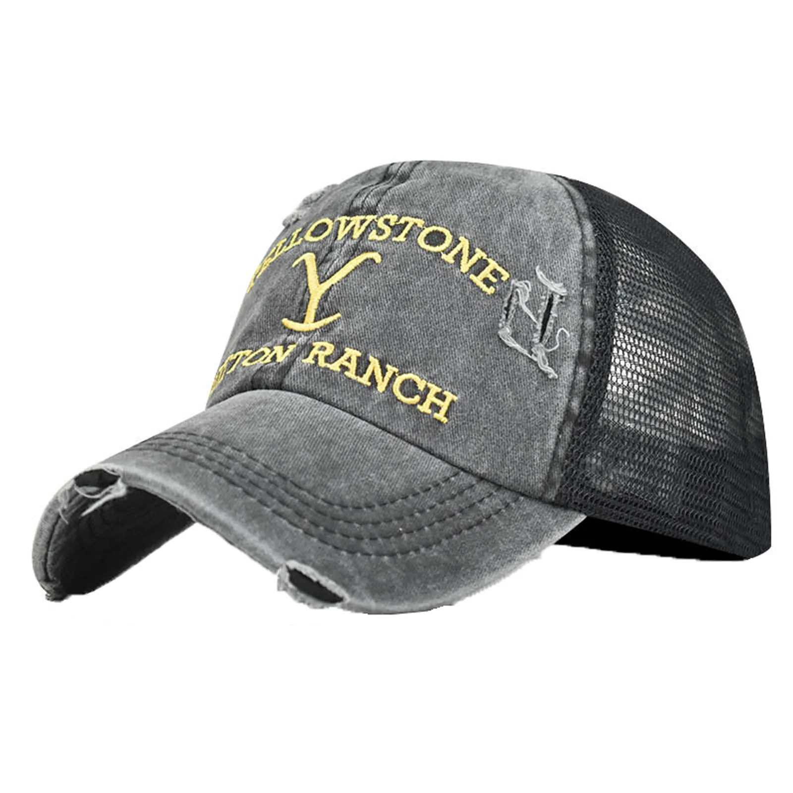 Yellowstone Dutton Ranch Hat Cross Ponytail Baseball Cap Distressed Outdoor Embroidery Sunscreen Hat Net Hat Trucker Caps