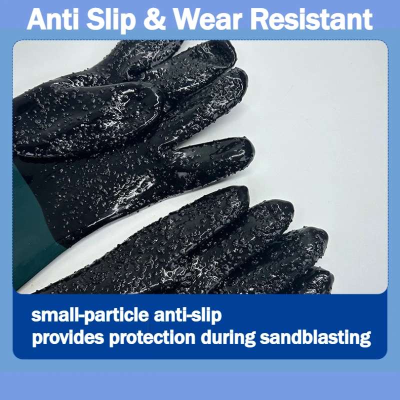 Rubber Sandblaster Gloves for Abrasive Blasting 60cm Length Be Used on Sandblast Cabinet Sand Blasting Gloves with Particle