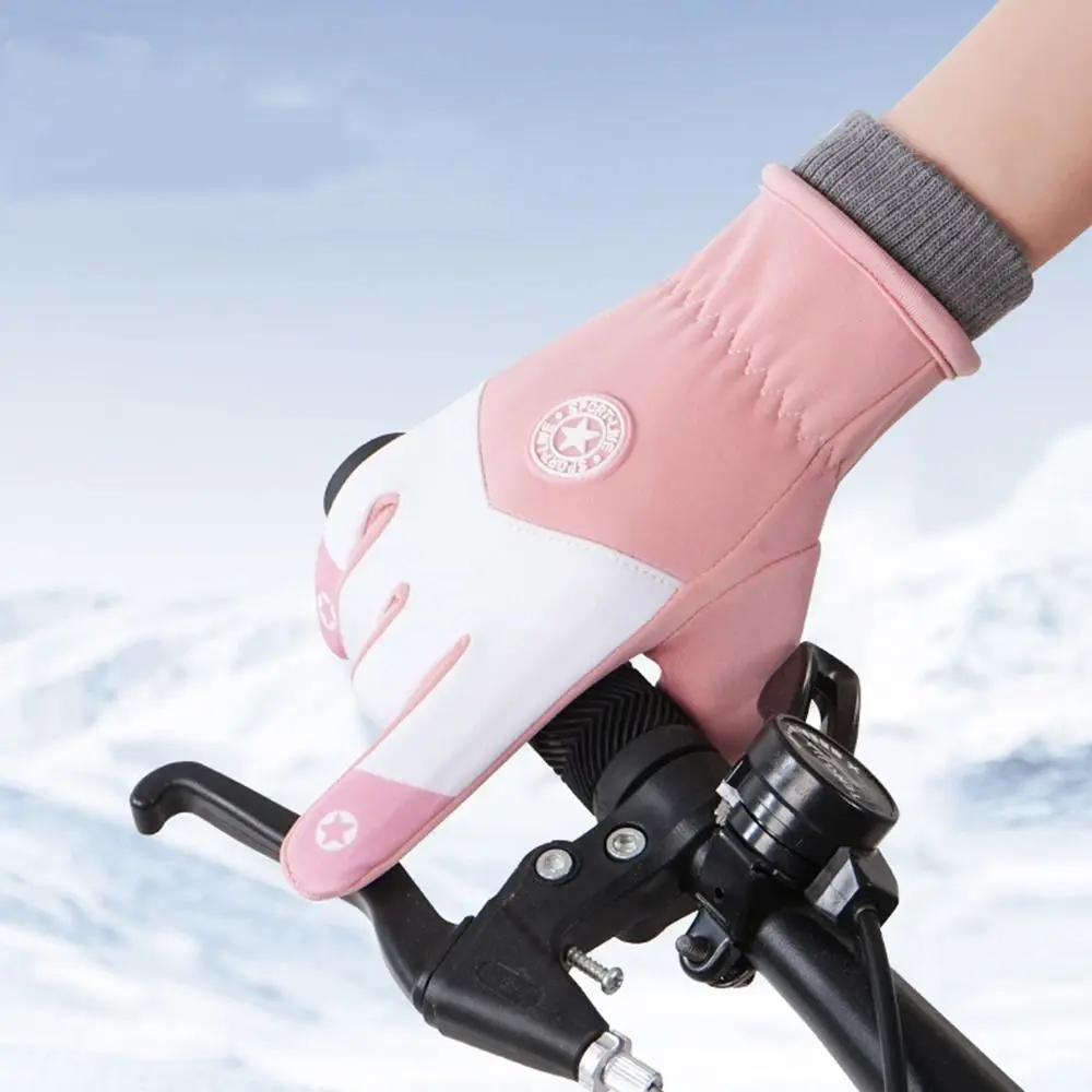À prova de vento antiderrapante luvas de inverno dedo cheio engrossar ciclismo equitação luvas quentes mais veludo luvas de bicicleta para meninos meninas