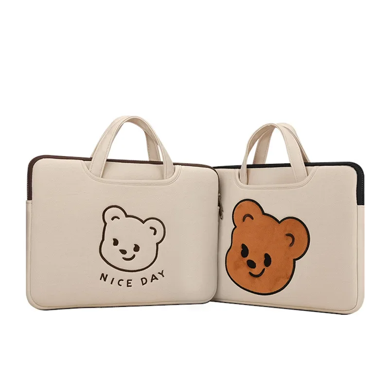 

Cartoon Bear Handle Bag Laptop Sleeve Case for Macbook Air 13 14 15 16 Inch M4 M3 M2 Chip Mac Book Shockproof Cover Accessories