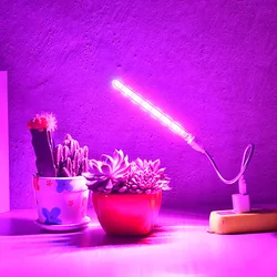 Lámpara de luz Led con forma de tira de bajo voltaje para crecimiento de plantas acuáticas suculentas, USB, 5V