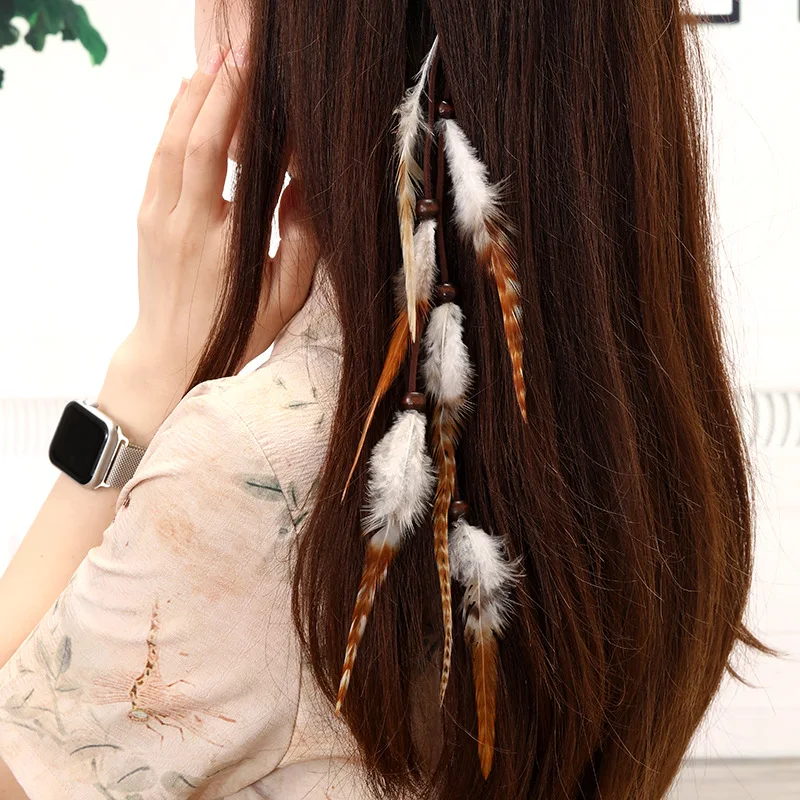 مشبك شعر من الريش للنساء ، نمط عرقي ، عصابة رأس بوهيمية ، شرابة ، أسلوب العطلة ، إكسسوار الشعر ، غطاء رأس هندي ، عتيق