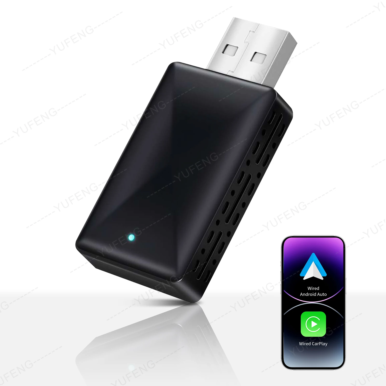 Verbeterde draadloze CarPlay-adapter met dual-band WiFi, automatische verbinding, plug&play, USB/USB-C compatibel met iPhone & Android voor alle bekabelde apparaten.