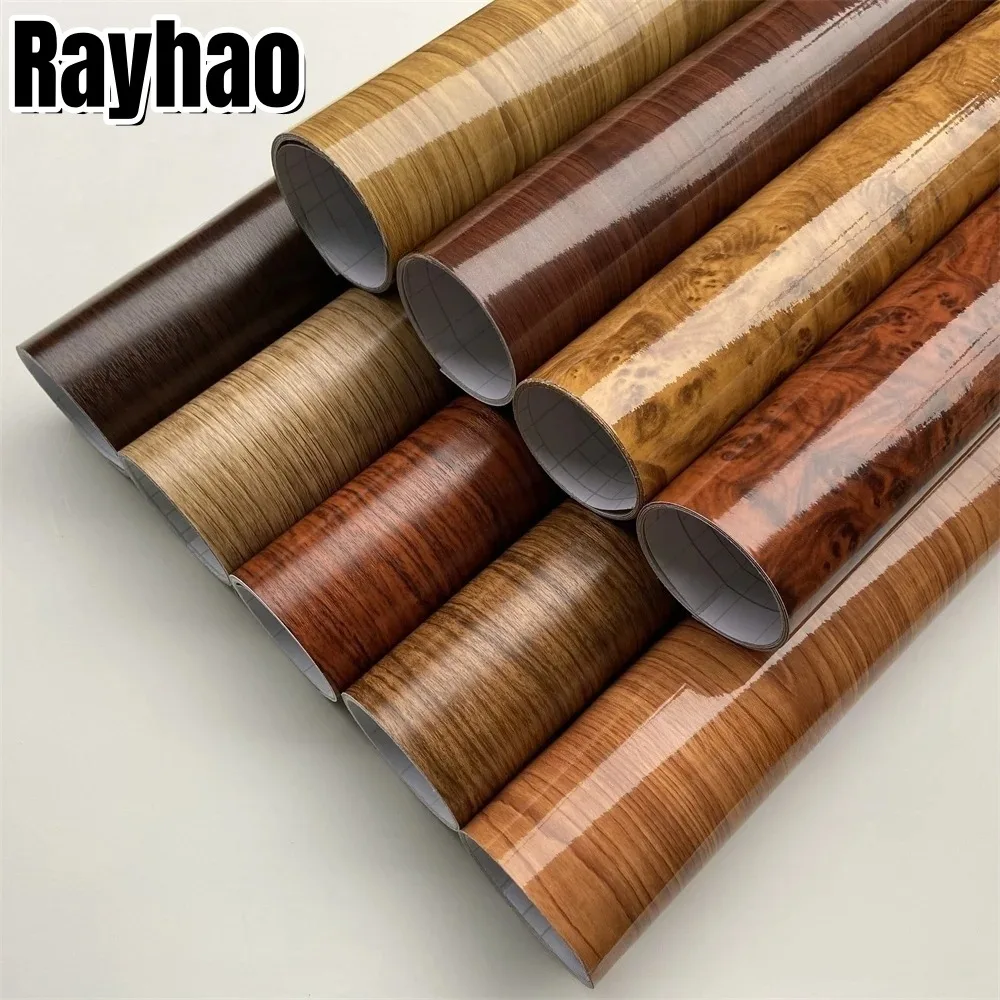 

Wood Vinyl Wrap Car Sticker Interior Furniture Bubble Free Self Adhesive Wooden Textured Grain Decor Film Cabinet Universal Auto
