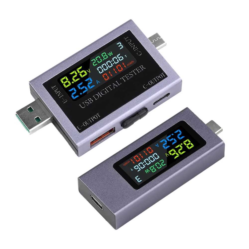 電圧計 電流電圧容量 バッテリーテスター USB/Type-C 電圧電流検出器 充電器容量テスター メーター DC 4-50V