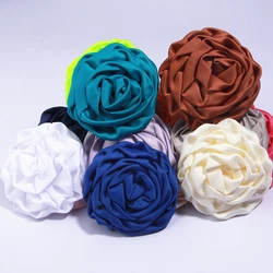 5Pcs 7.5cm Handmade Rose Satin Fabric Artificial Flowers For Wedding Bride Dress Clothing Hats Decoration Headdress Headband